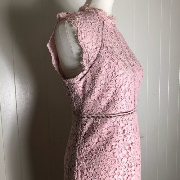 Bardot Midi Dress Sheath Lace Sleeveless Slit Light Pink 8 - Picture 10 of 16